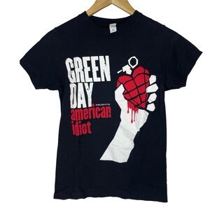 Green Day American idiot tultex SHORT SLEEVE Black Graphic T-Shirt XS 054T